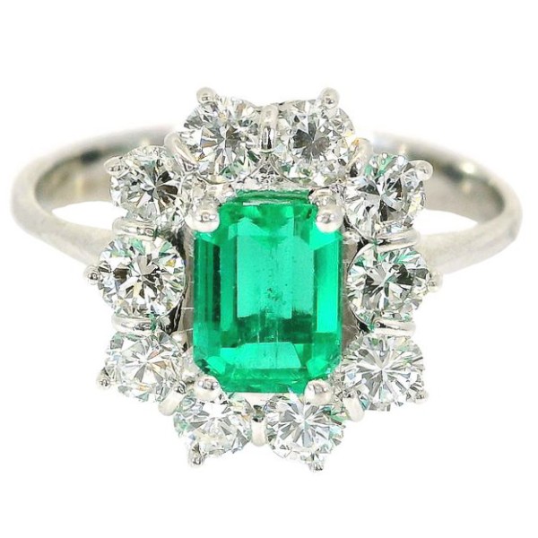 Smaragd Blütenring Diamanten