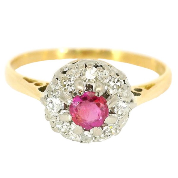 Antiker Ring Rubin Diamanten